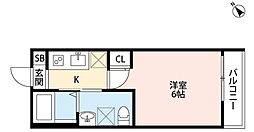 シャルム赤塚 1階1Kの間取り