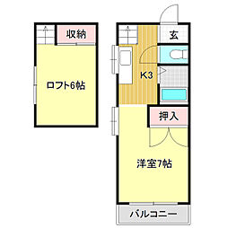 コーポすばる 1Kの間取図画像