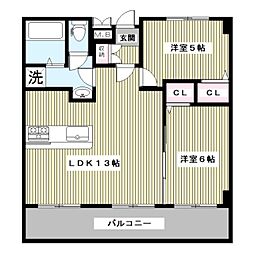 YKレジデンス 2LDKの間取図画像