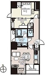 ザ・ライオンズフォーシア町屋 13階2LDKの間取り
