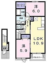 マンダリン ダック 2階2LDKの間取り
