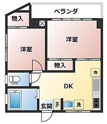 信光ビル 2DKの間取図画像