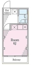 くるみ荘 ワンルームの間取図画像