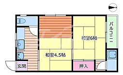 JR片町線(学研都市線) 徳庵駅 徒歩10分の賃貸マンション 3階2SKの間取り