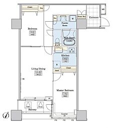 レジディアタワー上池袋 タワー棟 7階2LDKの間取り