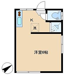 さゆり荘 2階1Kの間取り