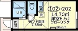 ユナイト日の出サンタクリフト ワンルームの間取図画像