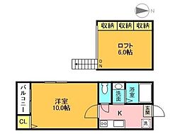 グリーンフォレスト 2階1Kの間取り