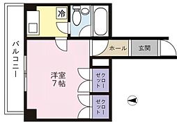 宝田ビル 1Kの間取図画像