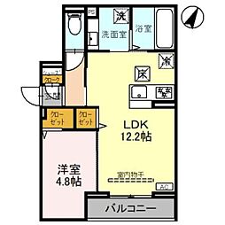 D-Sereno上福岡 1階1LDKの間取り