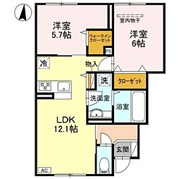プティ・パレ 1階2LDKの間取り