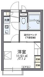 レオパレスEast 2階1Kの間取り