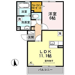 ソレアードS 1LDKの間取図画像