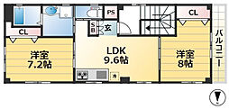 リーフマンション 4階2LDKの間取り