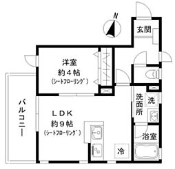 Ms Mansion 2階1LDKの間取り