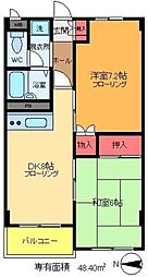 京成本線 堀切菖蒲園駅 徒歩13分の賃貸マンション 3階2DKの間取り