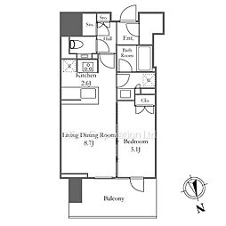 グランドヒルズ恵比寿 1LDKの間取図画像