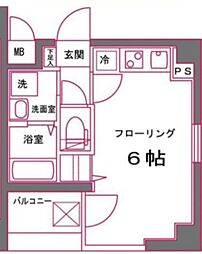 グリフィン東銀座 8階ワンルームの間取り