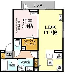 ディーソラーナ 1階1LDKの間取り