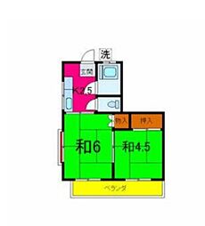 コーポ高井 2Kの間取図画像