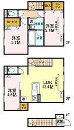セレスティア竹ノ塚　A棟 2階3LDKの間取り