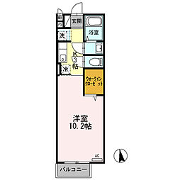 メゾンけやき 1Kの間取図画像