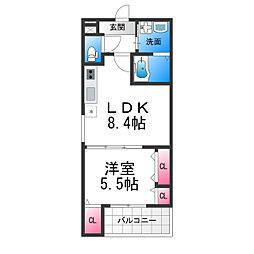 M&M 1LDKの間取図画像