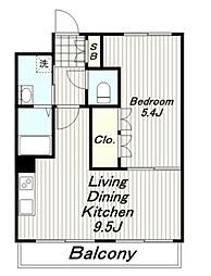 ディアベルジュ 2階1LDKの間取り
