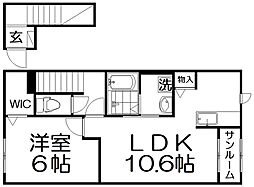 セレーノ渚西 1LDKの間取図画像
