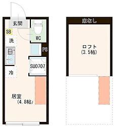 Eminence I 2階ワンルームの間取り