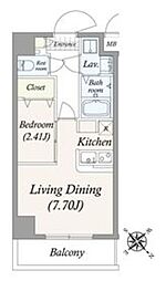 アルファコート曳舟 1LDKの間取図画像