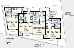 アノンテラス岡上 1階1Kの間取り