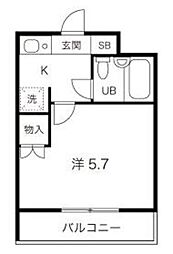 ジョイテル武蔵小杉 1Kの間取図画像