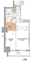 ザ・パークハビオ上野 1LDKの間取図画像