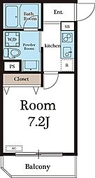 GRANDIA東船橋 2階1Kの間取り