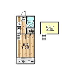 東急田園都市線 長津田駅 徒歩12分の賃貸アパート 1階1Kの間取り