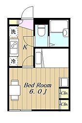 JR横浜線 長津田駅 徒歩9分の賃貸アパート 1階1Kの間取り