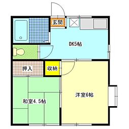 シティーコーポフジミ 1階2DKの間取り