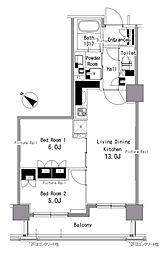 パークアクシス日本橋浜町 2LDKの間取図画像