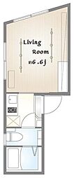 スプリングバンク 1Kの間取図画像