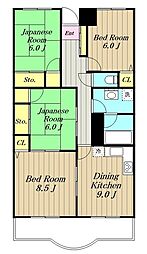 グランデ南大沢 2階4DKの間取り
