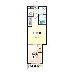 アッシュメゾン住吉2 1LDKの間取図画像