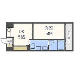 ルネッサンス21博多 2階1DKの間取り