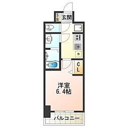 アドバンス大阪ブリス 4階1Kの間取り