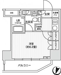 レジディア笹塚2 1Kの間取図画像