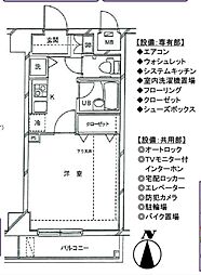 ドルチェロイヤルステージ新大塚 1Kの間取図画像