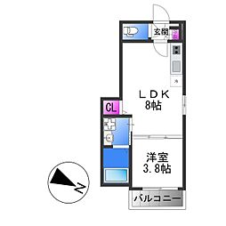 近鉄大阪線 弥刀駅 徒歩3分の賃貸アパート 1階1LDKの間取り