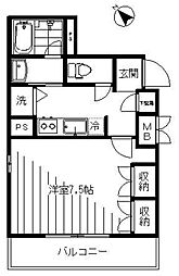 ヴェント氷川台 1階1Kの間取り