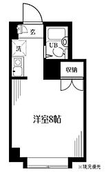 ラ・カセッタ 3階ワンルームの間取り