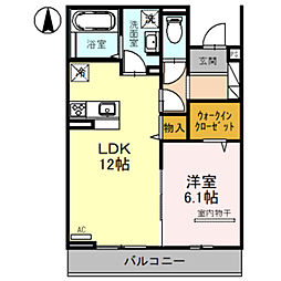 モンアミ 2階1LDKの間取り